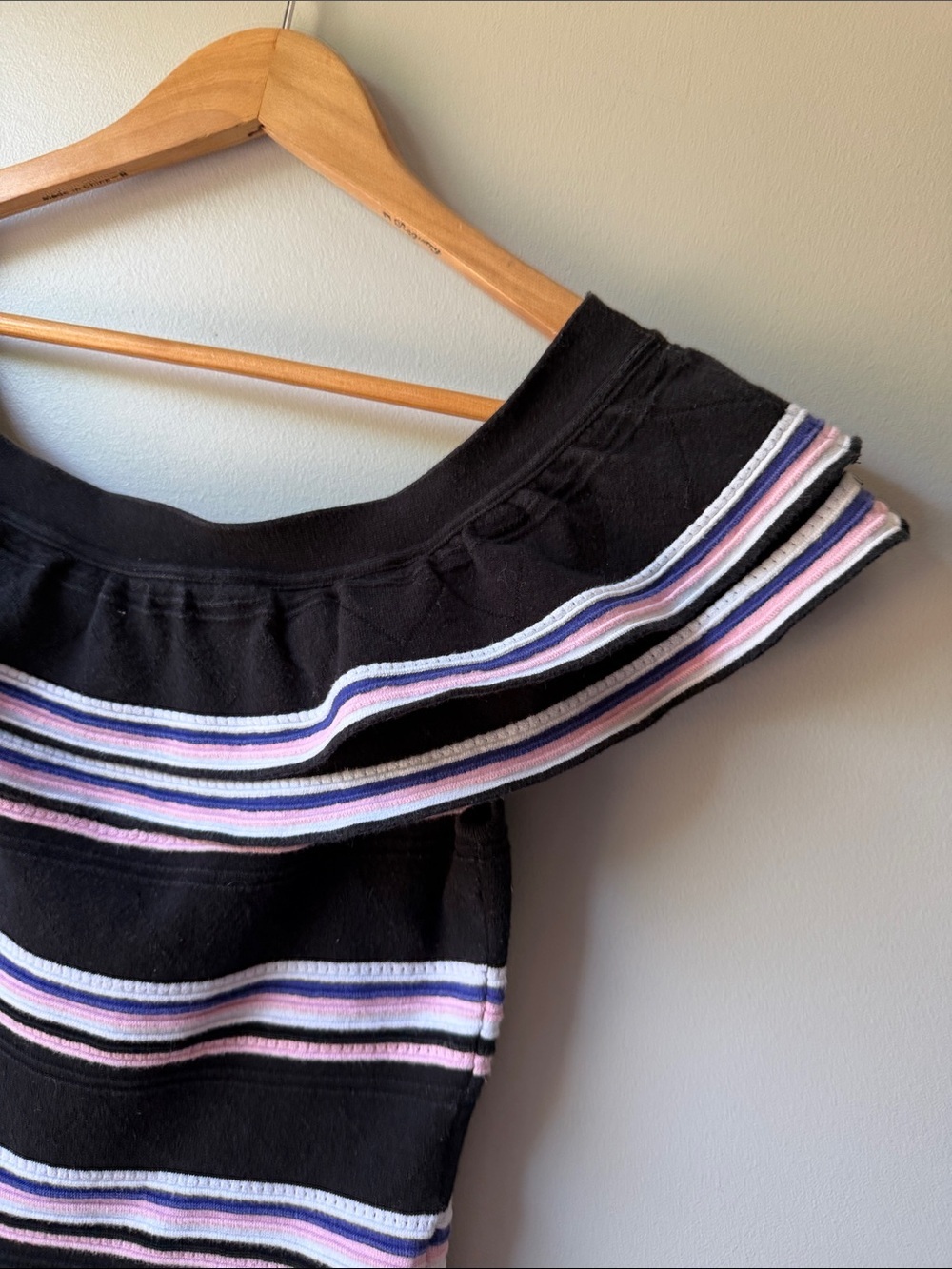 MSGM Mini Friday Off-Shoulder Ruffle Striped Dress In Multicolor size S - Picture 4 of 6